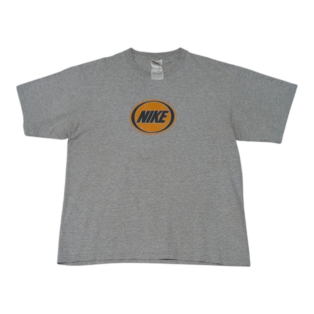 Vintage 90s Nike Basketball Graphic Tee Shirt Gray Yellow Mens Medium Sportswear